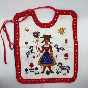 Vintage Kolf Austria Folk Art Baby Bib 1960s–70s – 100% Cotton Cottagecore